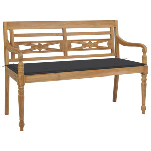 vidaXL Bank Batavia met antracietkleurig kussen 120 cm teakhout
