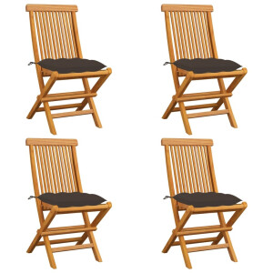 vidaXL Tuinstoelen 4 st met taupe kussens massief teakhout