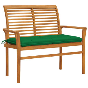 vidaXL Tuinbank met groen kussen 112 cm massief teakhout