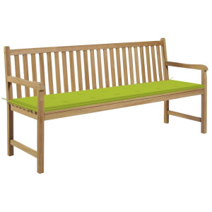 vidaXL Tuinbank met heldergroen kussen 175 cm massief teakhout