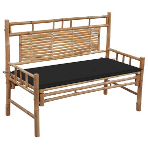 vidaXL Tuinbank met kussen 120 cm bamboe