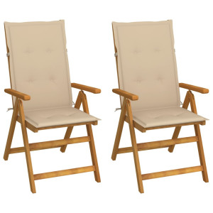 vidaXL Tuinstoelen 2 st verstelbaar met kussens massief acaciahout