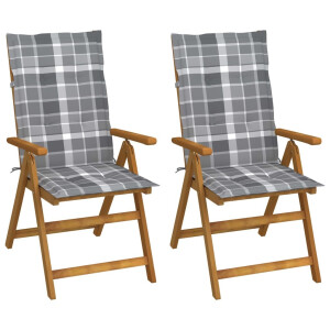 vidaXL Tuinstoelen 2 st verstelbaar met kussens massief acaciahout
