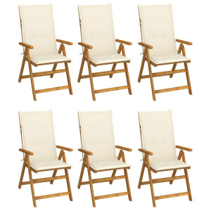 vidaXL Tuinstoelen 6 st inklapbaar met kussens massief acaciahout