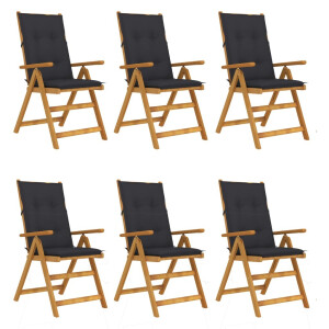 vidaXL Tuinstoelen 6 st inklapbaar met kussens massief acaciahout