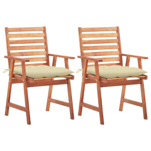 vidaXL Tuinstoelen 2 st met kussens massief acaciahout
