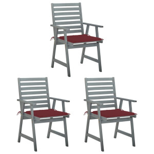 vidaXL Tuinstoelen 3 st met kussens massief acaciahout
