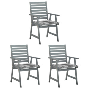 vidaXL Tuinstoelen 3 st met kussens massief acaciahout