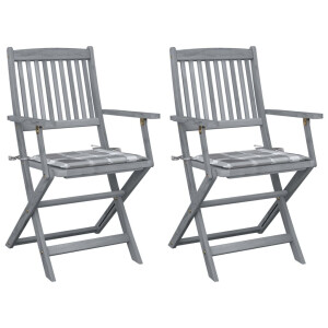 vidaXL Tuinstoelen 2 st inklapbaar met kussens massief acaciahout