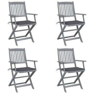 vidaXL Tuinstoelen 4 st inklapbaar met kussens massief acaciahout