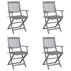vidaXL Tuinstoelen 4 st inklapbaar met kussens massief acaciahout