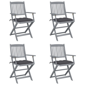 vidaXL Tuinstoelen 4 st inklapbaar met kussens massief acaciahout
