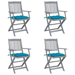 vidaXL Tuinstoelen 4 st inklapbaar met kussens massief acaciahout