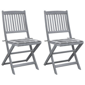 vidaXL Tuinstoelen 2 st inklapbaar met kussens massief acaciahout