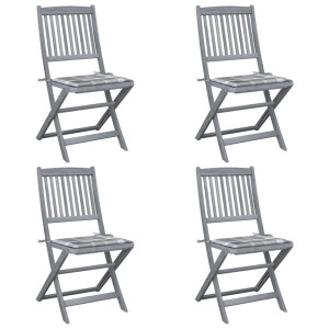 vidaXL Tuinstoelen 4 st inklapbaar met kussens massief acaciahout
