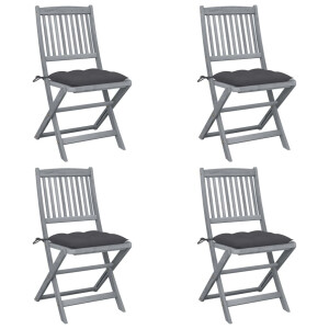 vidaXL Tuinstoelen 4 st inklapbaar met kussens massief acaciahout