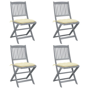 vidaXL Tuinstoelen 4 st inklapbaar met kussens massief acaciahout