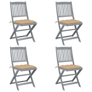 vidaXL Tuinstoelen 4 st inklapbaar met kussens massief acaciahout