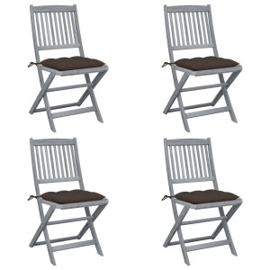vidaXL Tuinstoelen 4 st inklapbaar met kussens massief acaciahout