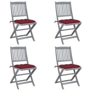 vidaXL Tuinstoelen 4 st inklapbaar met kussens massief acaciahout