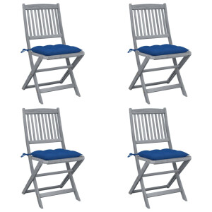 vidaXL Tuinstoelen 4 st inklapbaar met kussens massief acaciahout