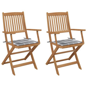 vidaXL Tuinstoelen 2 st inklapbaar met kussens massief acaciahout