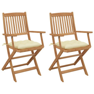 vidaXL Tuinstoelen 2 st inklapbaar met kussens massief acaciahout