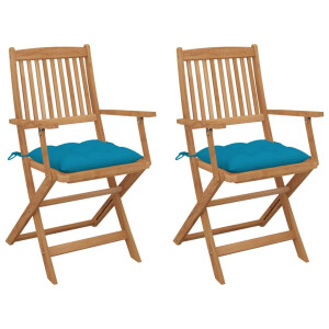 vidaXL Tuinstoelen 2 st inklapbaar met kussens massief acaciahout