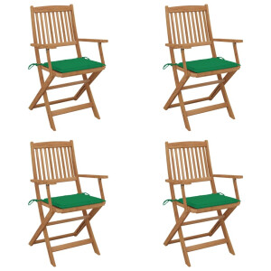 vidaXL Tuinstoelen 4 st inklapbaar met kussens massief acaciahout