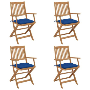 vidaXL Tuinstoelen 4 st inklapbaar met kussens massief acaciahout