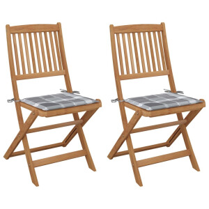 vidaXL Tuinstoelen 2 st inklapbaar met kussens massief acaciahout