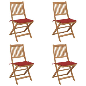 vidaXL Tuinstoelen 4 st inklapbaar met kussens massief acaciahout
