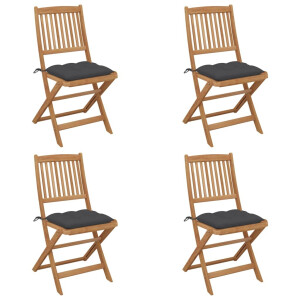 vidaXL Tuinstoelen 4 st inklapbaar met kussens massief acaciahout