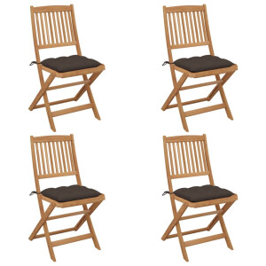 vidaXL Tuinstoelen 4 st inklapbaar met kussens massief acaciahout