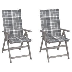 vidaXL Tuinstoelen 2 st verstelbaar met kussens massief acaciahout