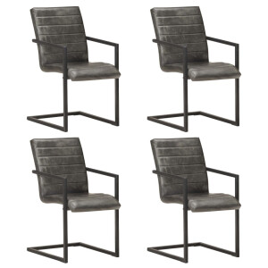 vidaXL Eetkamerstoelen 4 st echt leer grijs