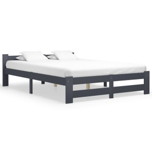 vidaXL Bedframe massief grenenhout donkergrijs 160x200 cm