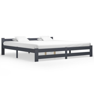 vidaXL Bedframe massief grenenhout donkergrijs 200x200 cm