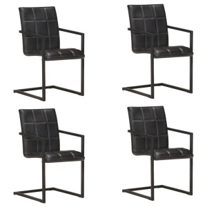 vidaXL Eetkamerstoelen 4 st echt leer zwart