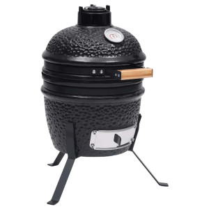 vidaXL Kamado barbecue 2-in-1 56 cm keramiek zwart