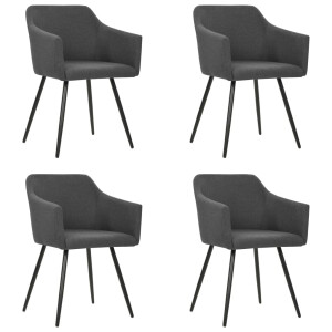 vidaXL Eetkamerstoelen 4 st stof donkergrijs