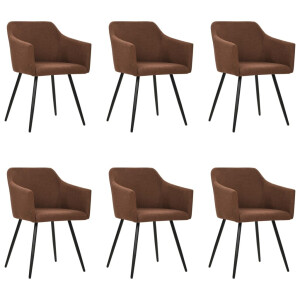 vidaXL Eetkamerstoelen 6 st stof bruin