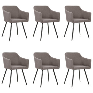 vidaXL Eetkamerstoelen 6 st stof taupe