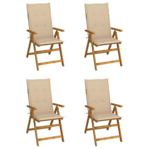 vidaXL Tuinstoelen 4 st verstelbaar met kussens massief acaciahout