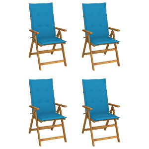 vidaXL Tuinstoelen 4 st verstelbaar met kussens massief acaciahout