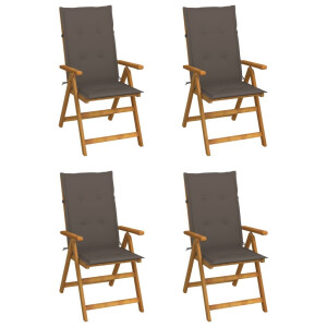vidaXL Tuinstoelen 4 st verstelbaar met kussens massief acaciahout