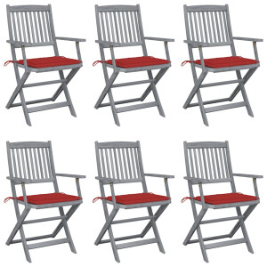vidaXL Tuinstoelen 6 st inklapbaar met kussens massief acaciahout
