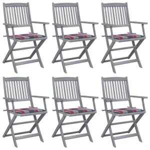 vidaXL Tuinstoelen 6 st inklapbaar met kussens massief acaciahout