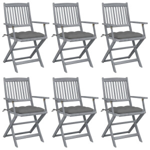 vidaXL Tuinstoelen 6 st inklapbaar met kussens massief acaciahout