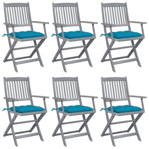 vidaXL Tuinstoelen 6 st inklapbaar met kussens massief acaciahout